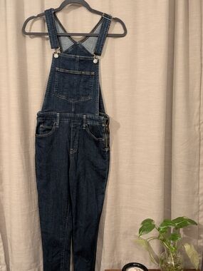 Women's Dark Blue Denim Overalls with Adjustable Straps